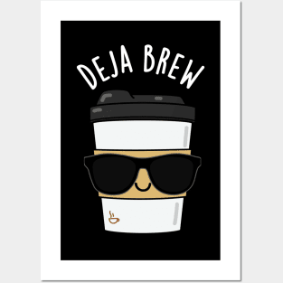 Deja Brew Cute Coffee Pun Posters and Art